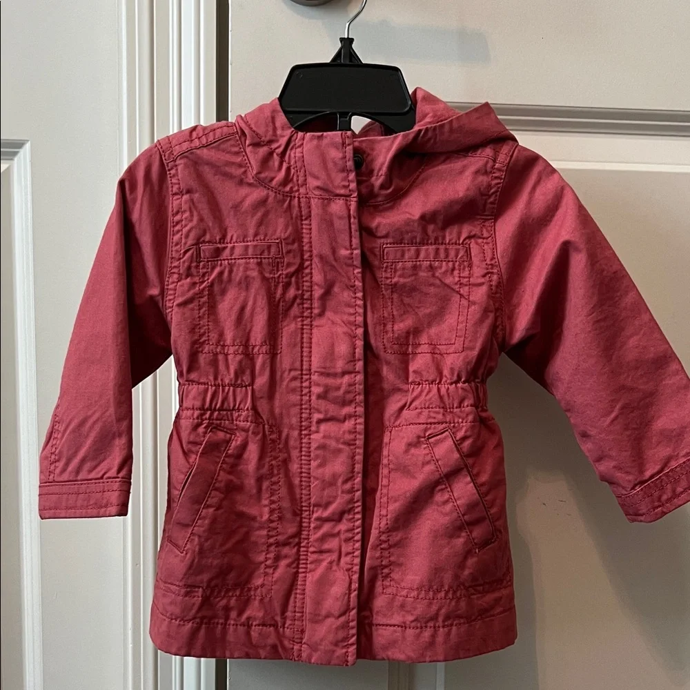 Old Navy Pink Lined Hooded Twill Jacket baby girls size 12-18M